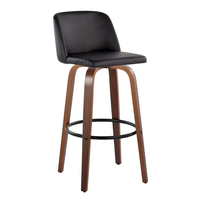 Set of 2 Carson Carrington Vallberga 30-Inch Fixed-Height Bar Stools with Walnut Wood Base
