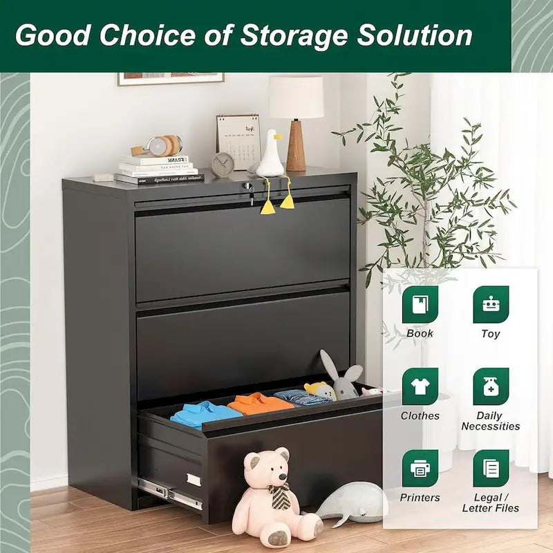 Metal Locking File Cabinet with 3 Drawers for Home Office
