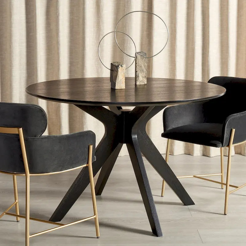 SAFAVIEH Couture Meiko 46-Inch Round Dining Table - Dimensions: 46" W x 46" D x 30" H