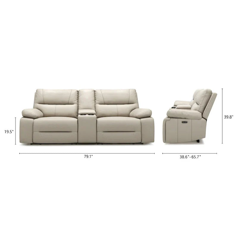 Malibu 79 Leather Power Reclining Loveseat with Console and Cup Holders - 2-Piece Set