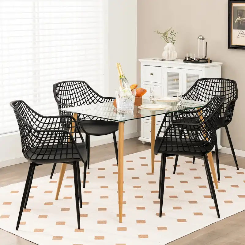 Set of 4 Modern Plastic Shell Dining Chairs with Metal Legs by Costway