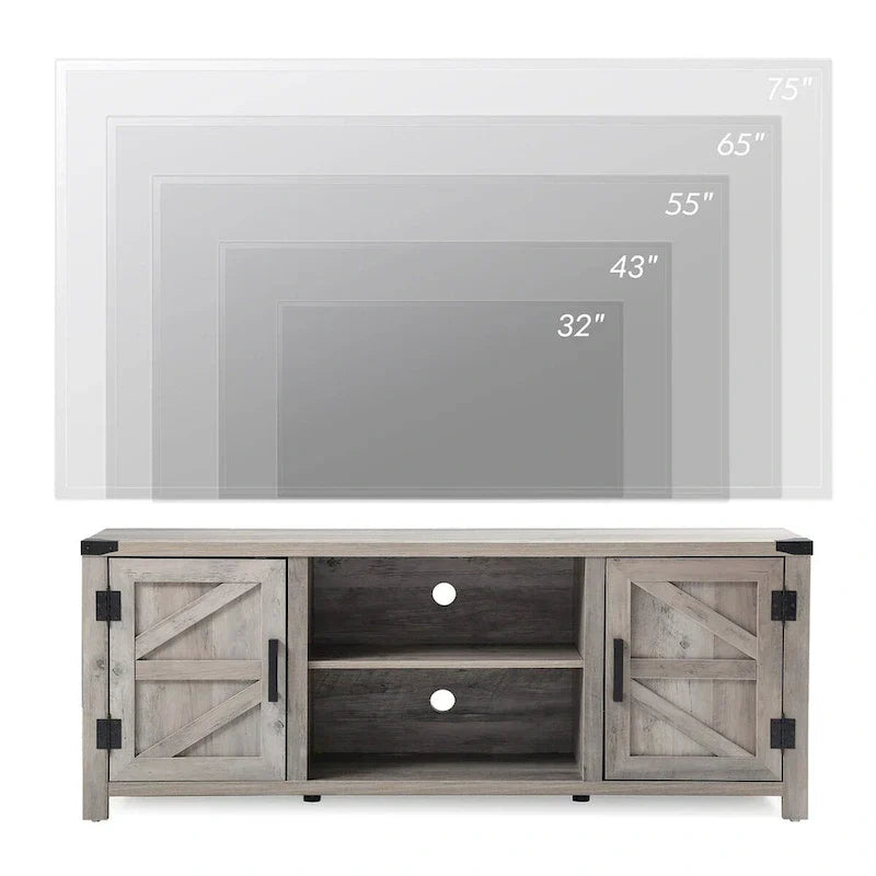 Rustic Farmhouse Barndoor TV Stand - Entertainment Center for TVs up to 70 Inches