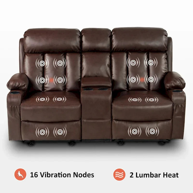 MCombo Faux Leather Electric Reclining Sofa with Heat and Massage - Models 6095/6075/6077