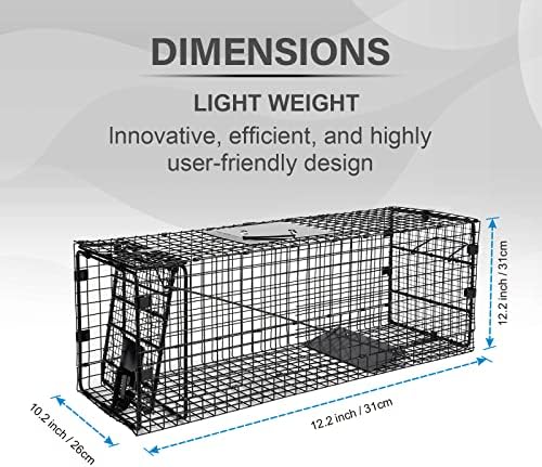 2025 Humane Way Folding 32 Inch Live Humane Animal Trap – Safe Traps for All Animals – Raccoons  Cats  Groundhogs  Opossums – 32′′x10′′x12′′ Black