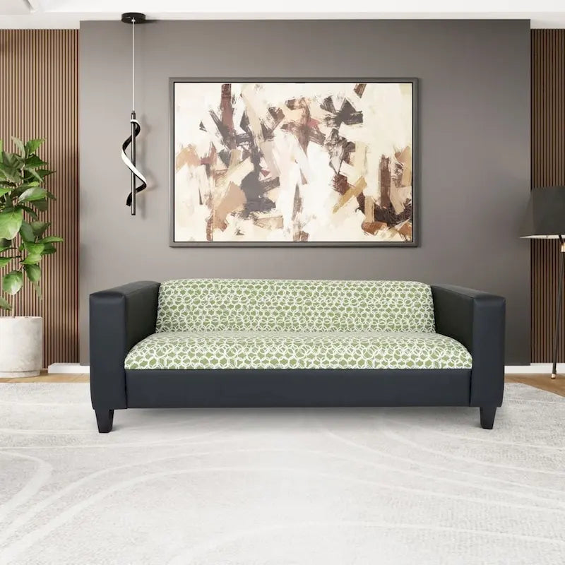 Mid-Century Modern 3-Seater Sofa by Coast to Coast Sofas - Upholstered Faux Leather with Solid Wood Frame