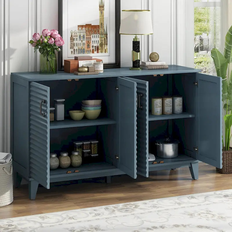 Large 4-Door Sideboard Buffet with Adjustable Shelves for Ample Storage