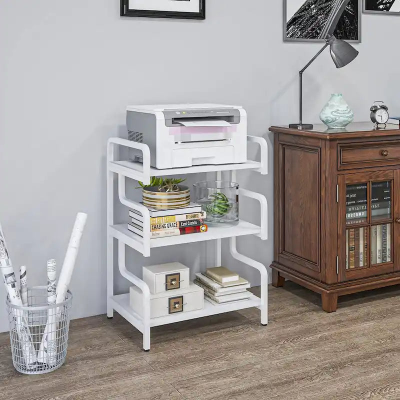 HOMCOM Industrial 3-Tier Printer Stand with Storage - Versatile Metal Rack for Home Office