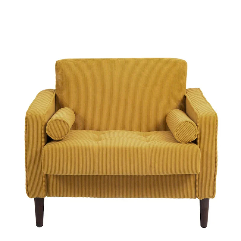 Set of 2 Modern Wide Armchairs in Corduroy - Accent Chairs