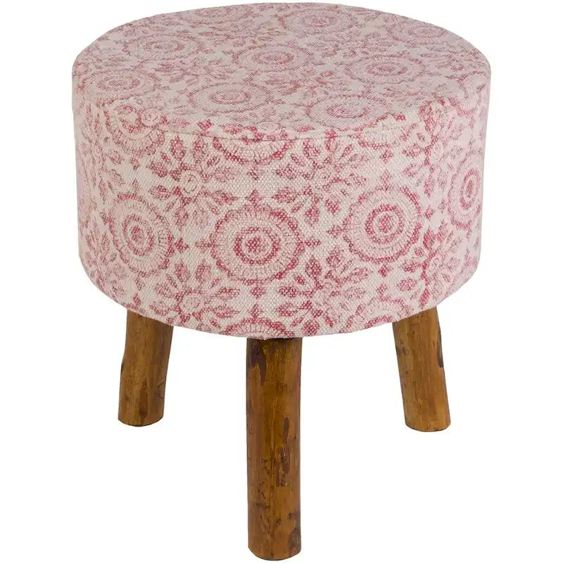 Shantanu Pink Bohemian Wooden Stool