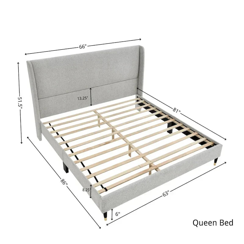 Roundhill Furniture Rozitta Upholstered Wingback Bed with Platform Design