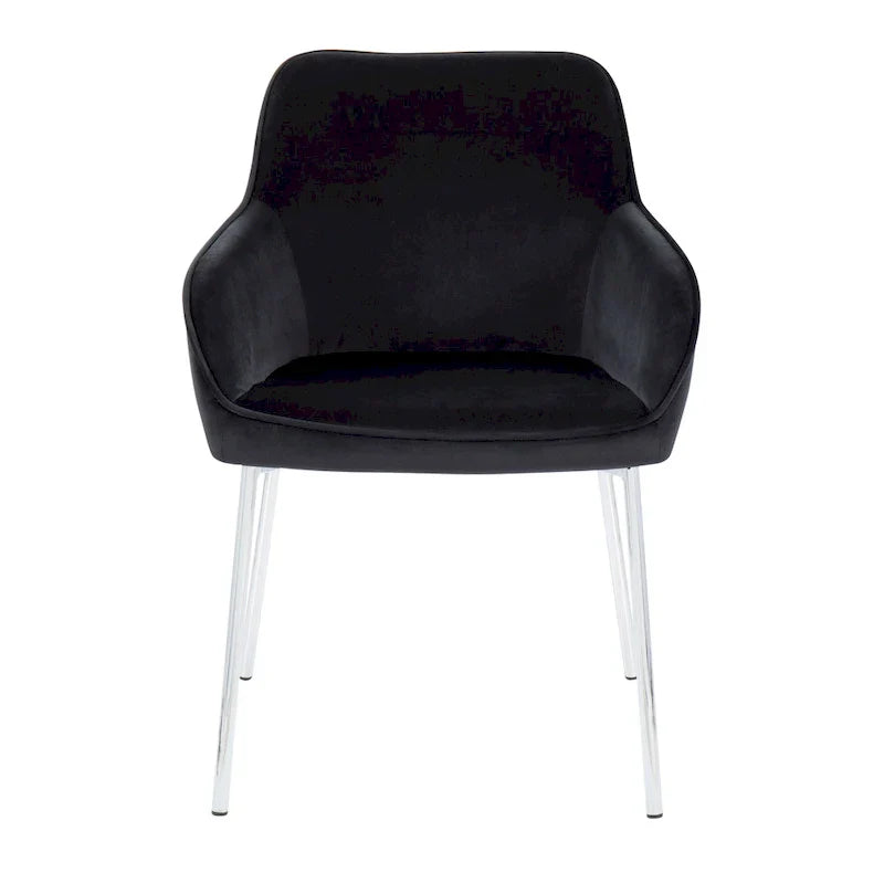 Set of 2 Silver Orchid Galotti Chrome Upholstered Dining Chairs
