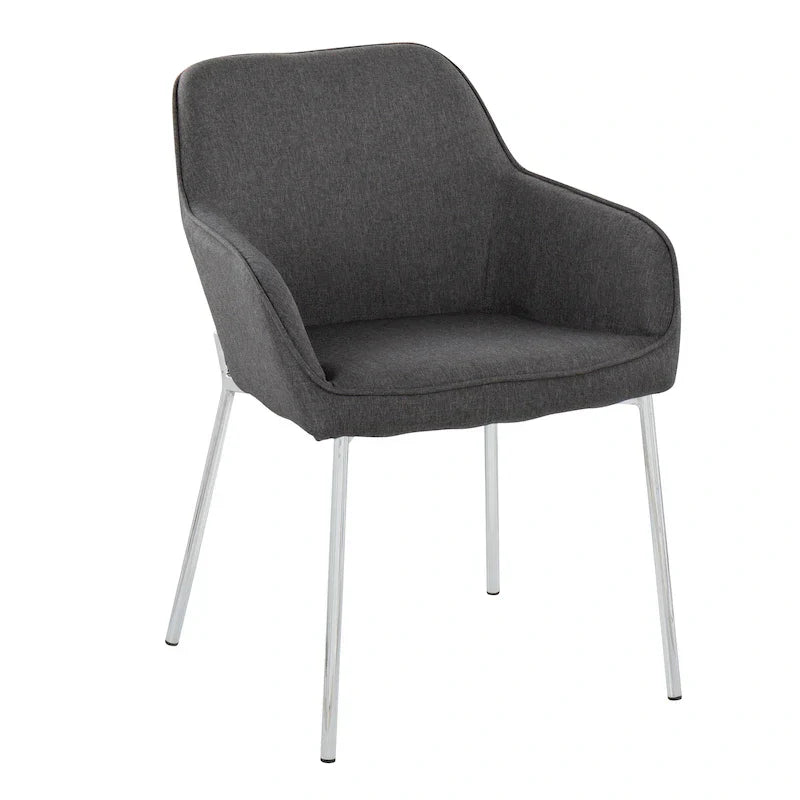 Set of 2 Silver Orchid Galotti Chrome Upholstered Dining Chairs