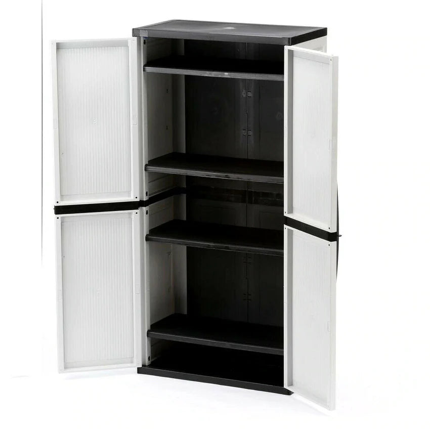 2025 Gray Plastic Freestanding Garage Cabinet, 35′′W x 71′′H x 18′′D, with Adjustable Shelves and Lockable Doors
