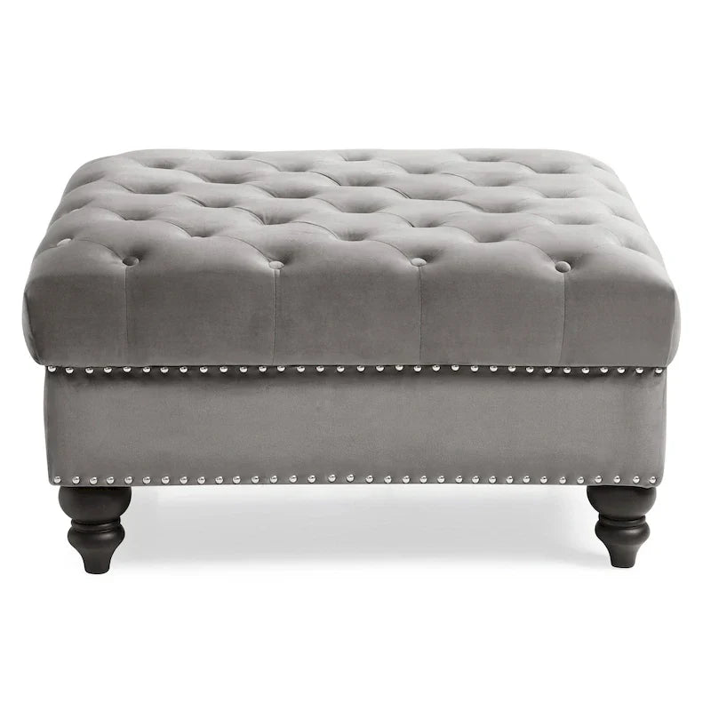Luxurious Nola Velvet Tufted Extra-Large Ottoman
