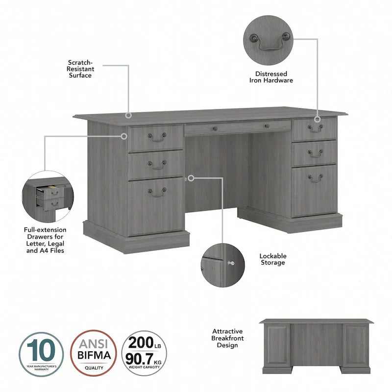 Saratoga Executive Desk with Drawers and Storage by Bush Furniture