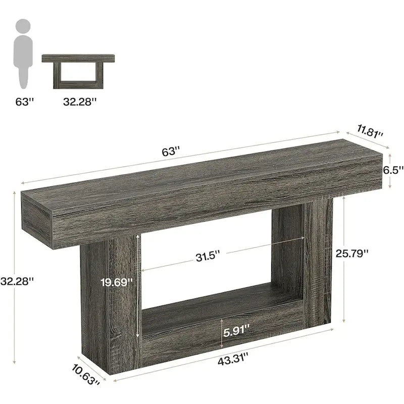 Rustic 2-Tier Entryway Table for Living Room, Hallway, and Foyer