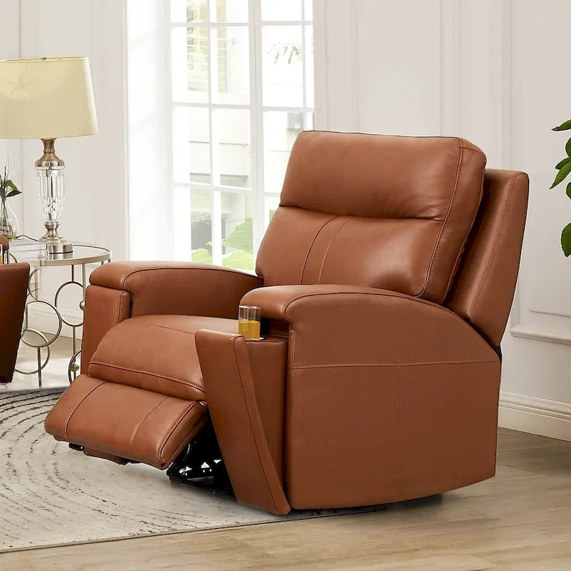 Hydeline Venice Zero Gravity Power Recliner with Adjustable Headrest and Cup Holder in Top Grain Leather