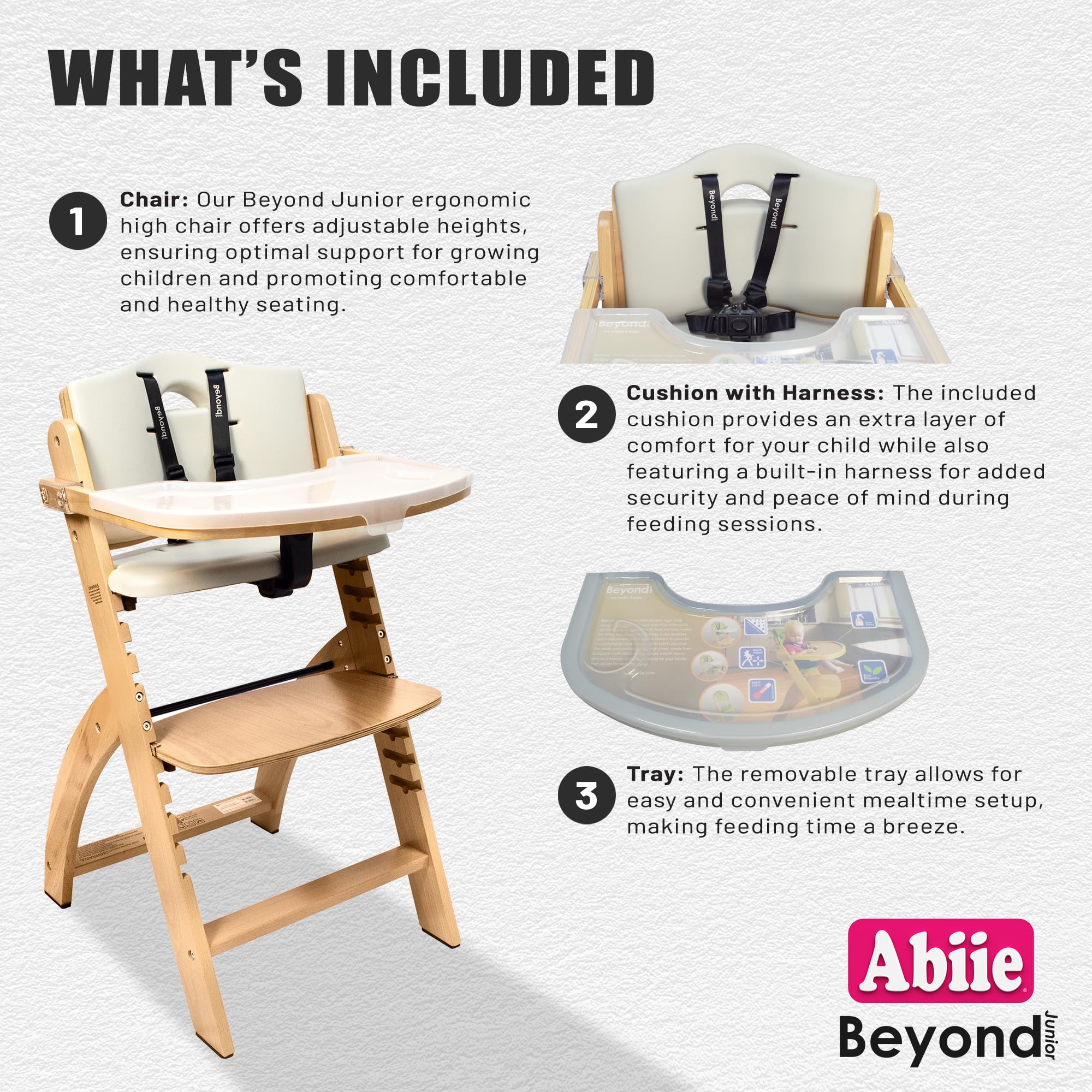 Abiie 3-in-1 Convertible Wooden High Chair for Babies & Toddlers