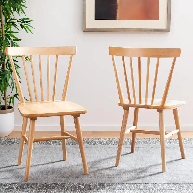 SAFAVIEH Signa Spindle Farmhouse Dining Chair Set (2 Chairs) - Dimensions: 20" W x 20" D x 33" H