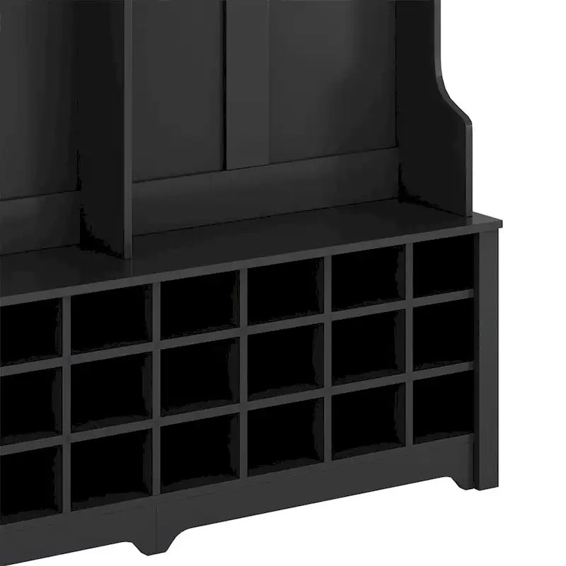 Merax Versatile Hall Tree with Hooks, Shelves, and 24 Shoe Storage Cubbies