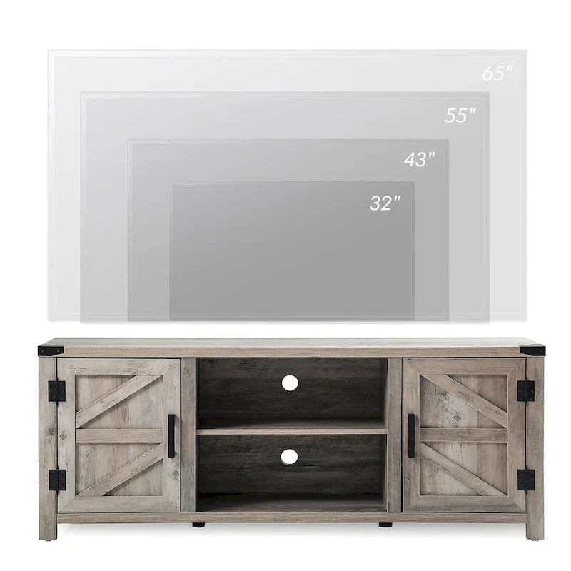 Rustic Farmhouse Barndoor TV Stand - Entertainment Center for TVs up to 70 Inches