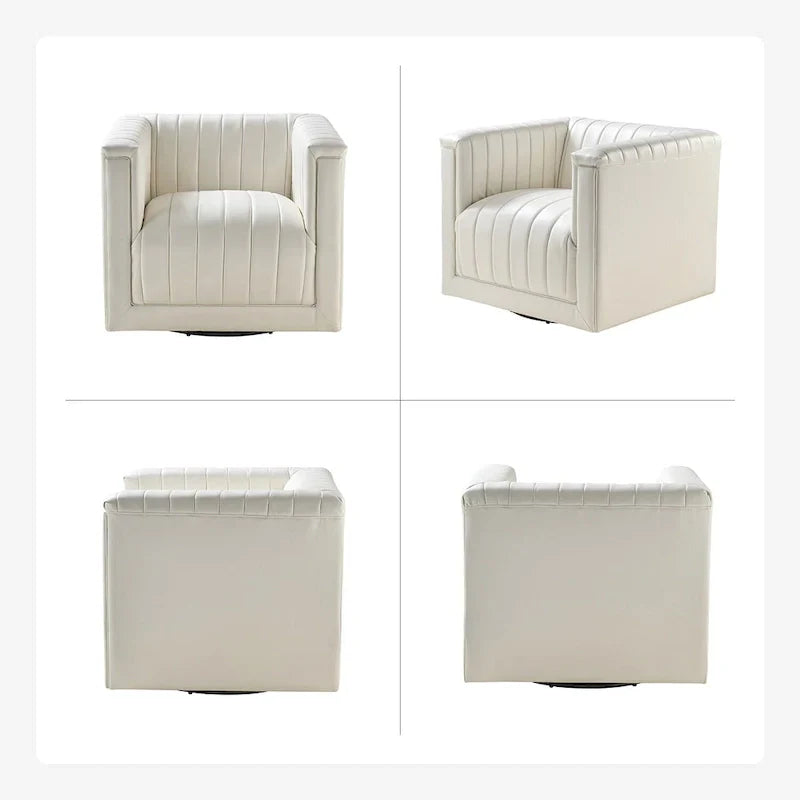 Set of 2 Esteban Modern Leather Swivel Barrel Chairs by HULALA HOME