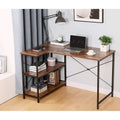 L Shaped Computer Desk with Bookshelf Storage for Home Office