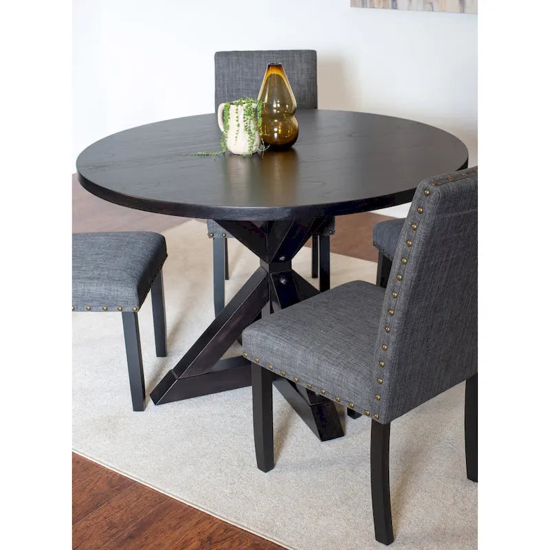 Roundhill Furniture Mytzi 5-Piece Dining Set: Cross-Buck Table with 4 Elegant Chairs