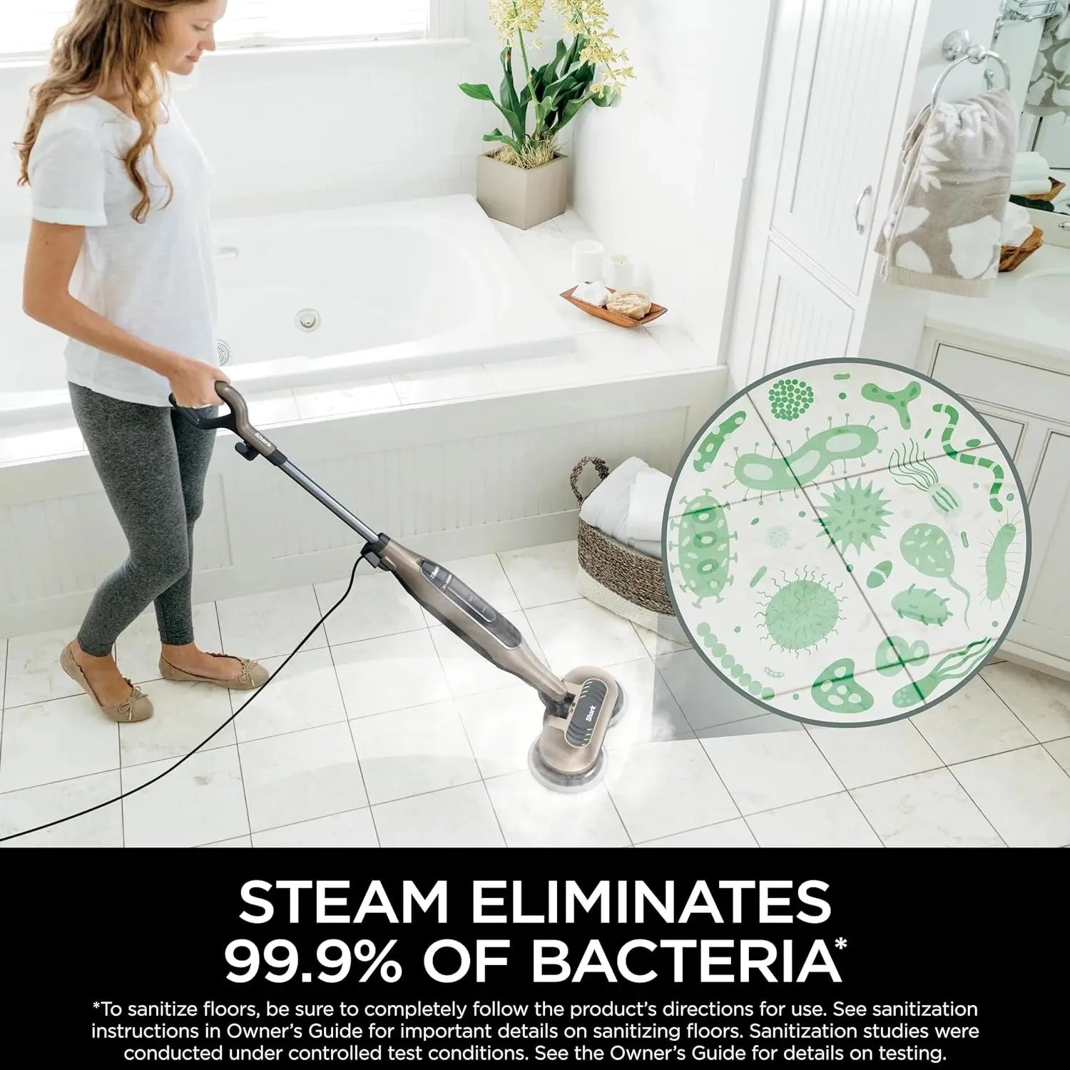 Shark Steam & Scrub Mop, Gold – 3 Steam Modes, LED Headlights, 4 Washable Pads, For Sealed Hard Floors