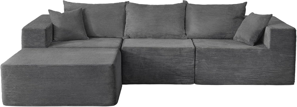 Cloud Sectional Couch with L-Shape Chaise,Modern Modular Sofa with Deep Seat, Upholstered Couches for Living Room Bedroom,No Assembly Required, Beige (Left Facing Chaise)