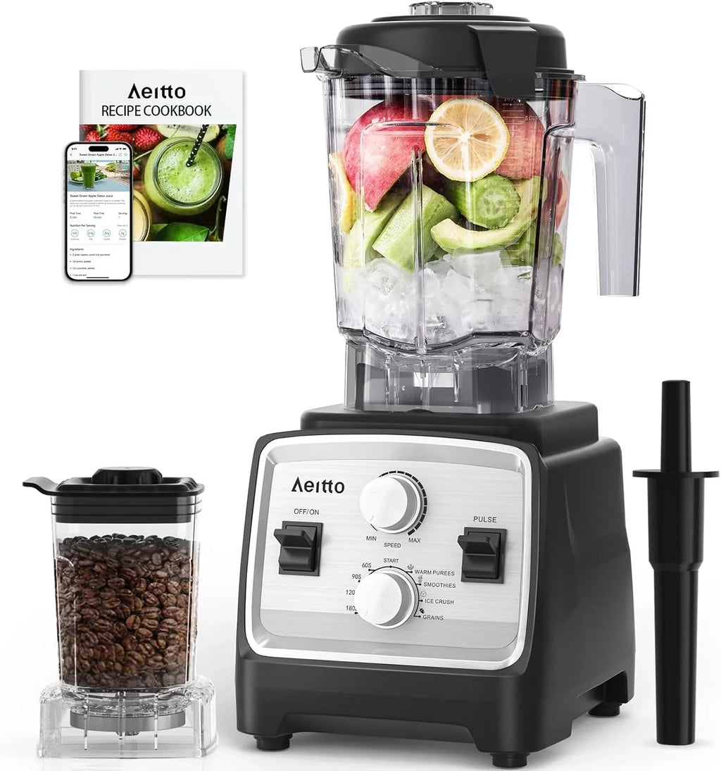 Aeitto Blenders for Kitchen with 1800W Motor, 68Oz. Large Capacity, 2-in-1 Blender & Grinder Combo
