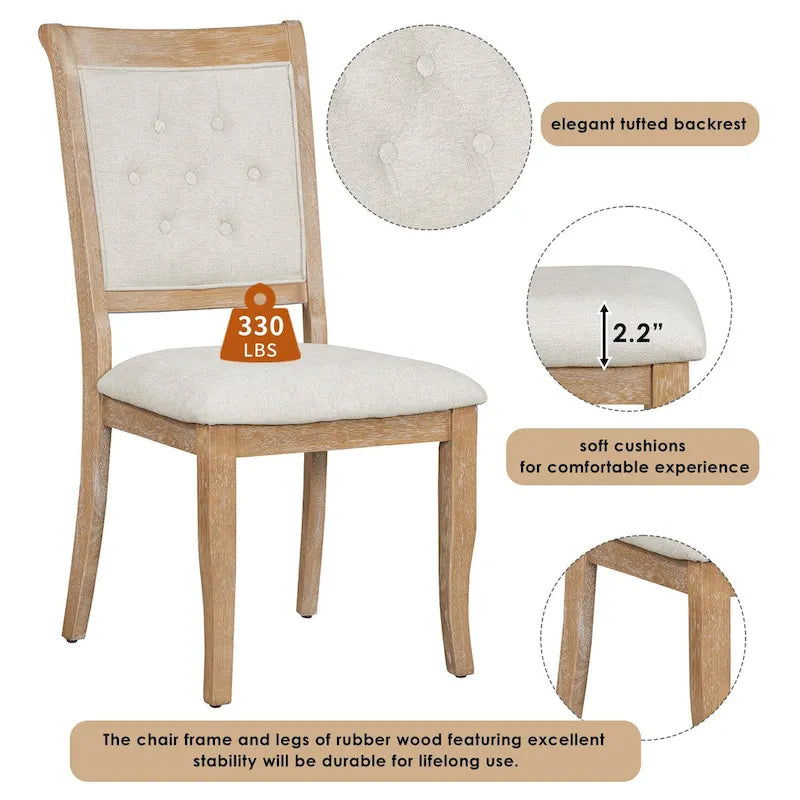 GDFStudio Lak Retro 5-Piece Dining Set with Upholstered Chairs