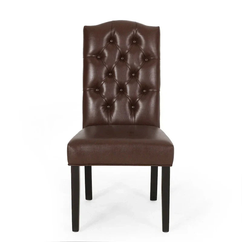 Set of 2 Harriet Modern Tufted Faux Leather Dining Chairs by Christopher Knight Home - Dimensions: 21.5" L x 25.75" W x 41.5" H