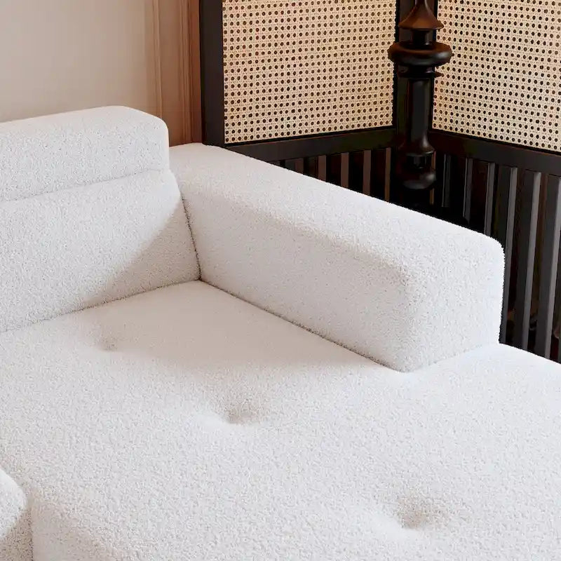 L Shaped Sectional Sofa with Upholstered Cushions and Modular Design