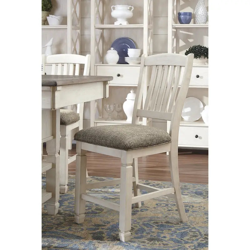 Signature Design by Ashley Bolanburg 7-Piece Counter Height Dining Set in Antique White and Brown
