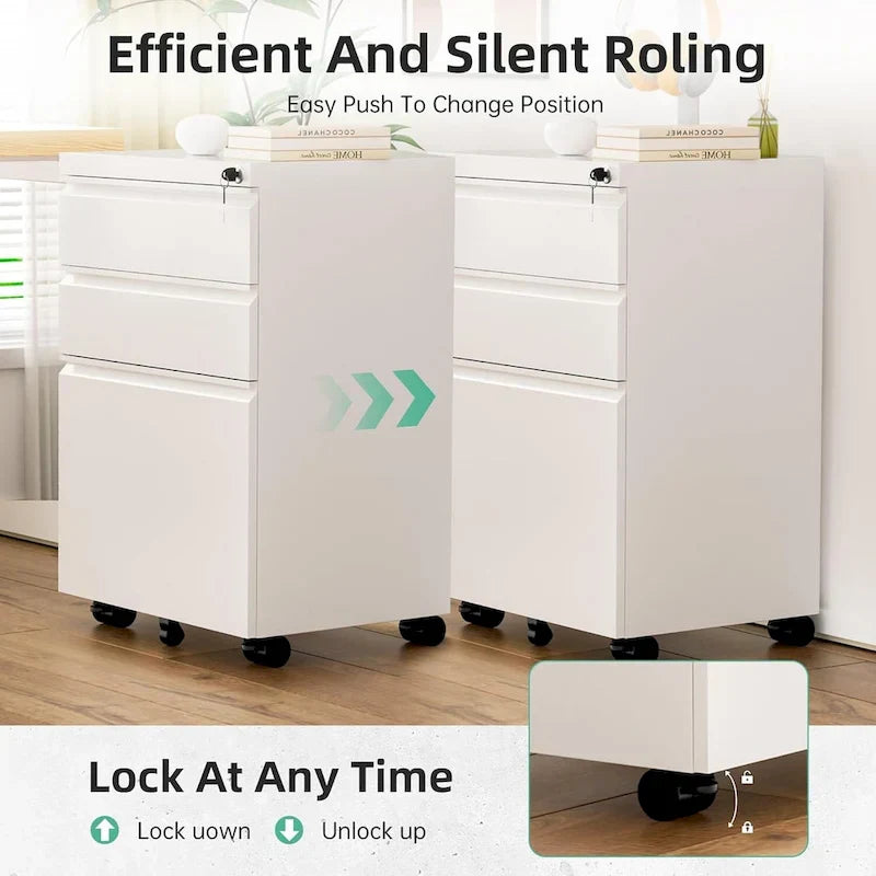 Metal Locking File Cabinet with 3 Drawers for Home Office