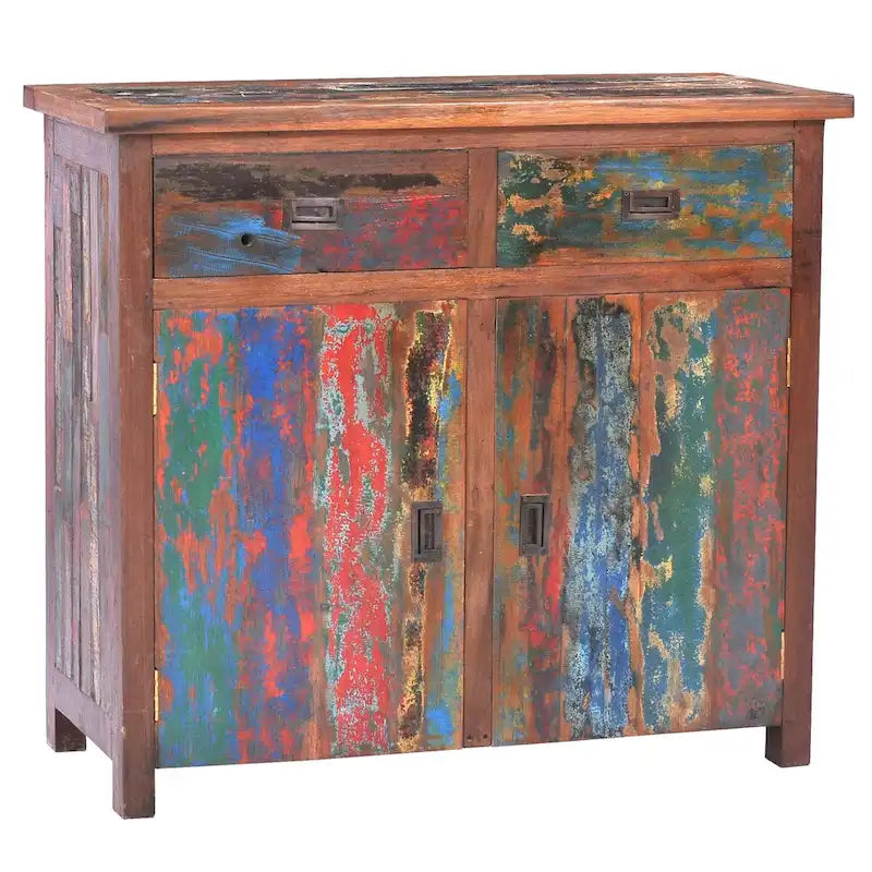 Marina Del Rey Eco-Friendly Teak Wood Linen Cabinet with 2 Doors and 2 Drawers
