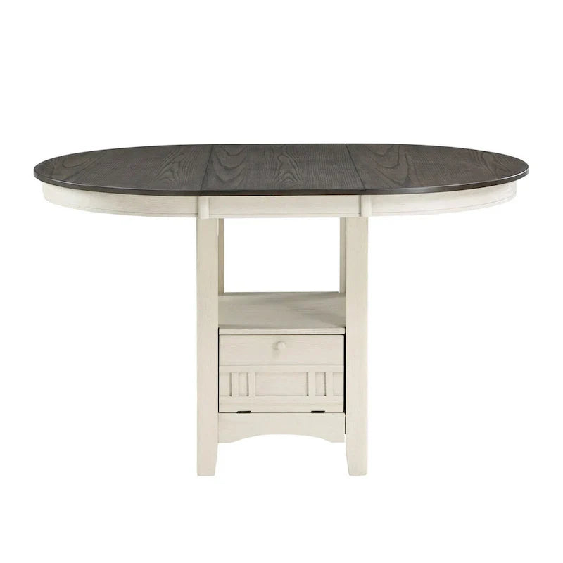 Glee Extendable Counter Height Table (42-60 Inches) in Antique White and Brown