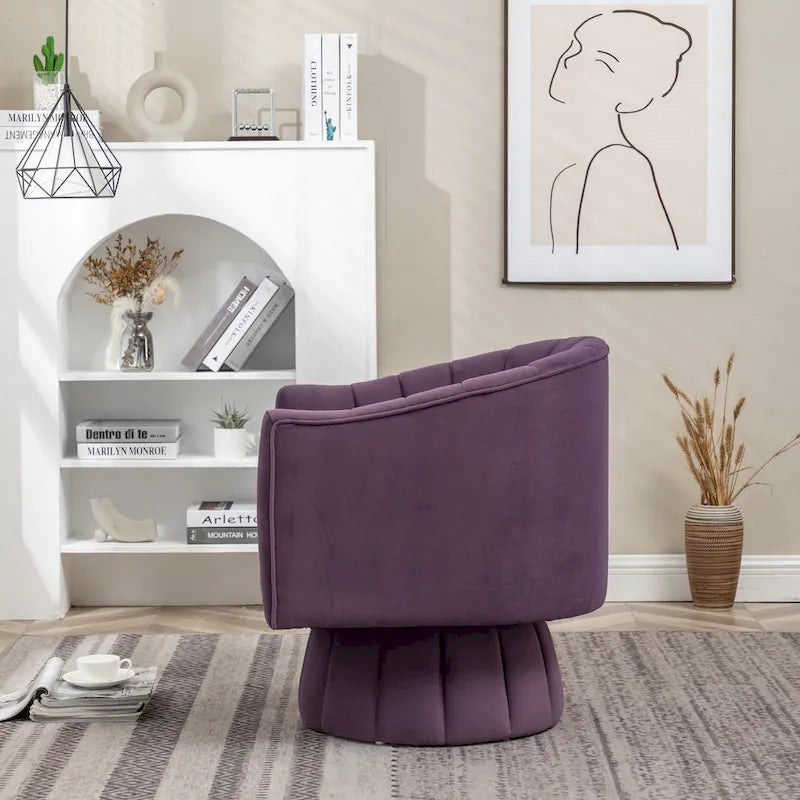 SEYNAR Contemporary Glam Velvet Round Swivel Accent Barrel Chair for Living Room