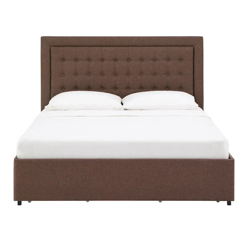 iNSPIRE Q Classic Arlert Tufted Linen Headboard Storage Platform Bed