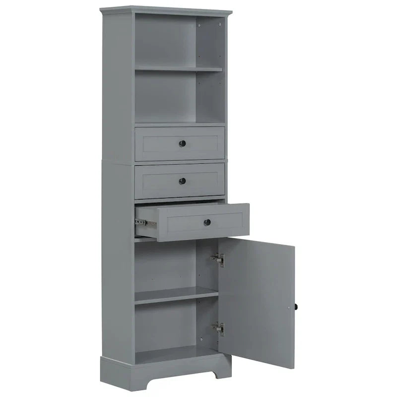 Merax Vertical Bathroom Storage Cabinet with 3 Drawers and Adjustable Shelves