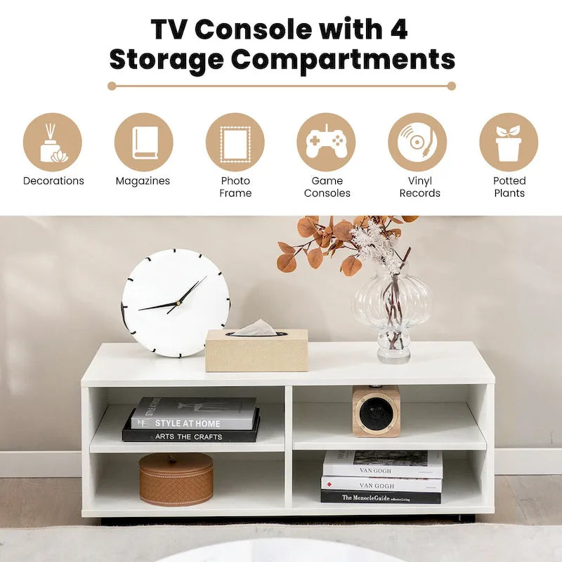 Gymax 4-Cubby TV Stand Media Console Entertainment Center