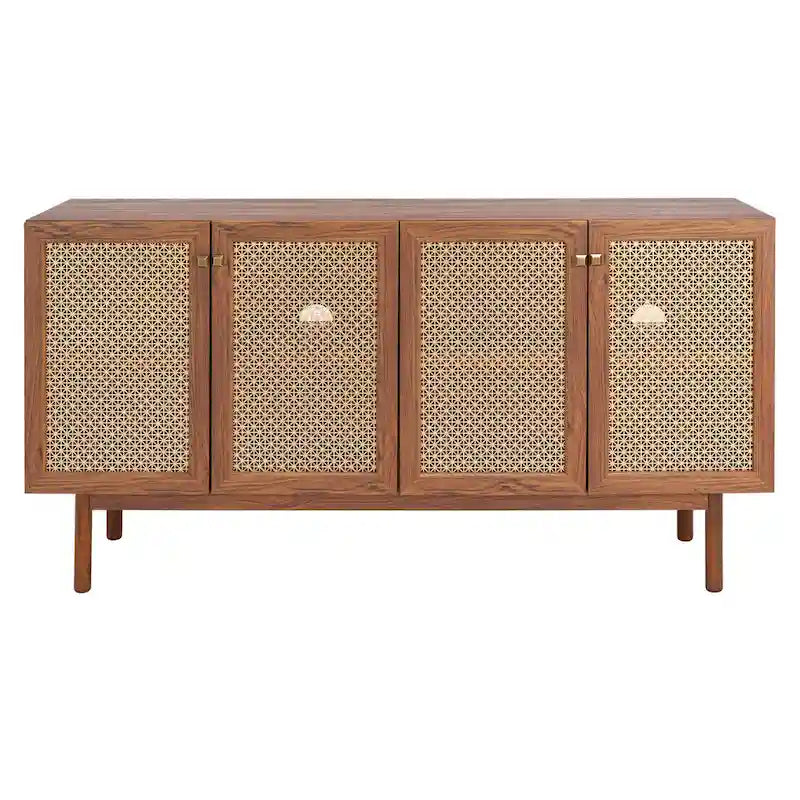 SAFAVIEH Micaela 63-Inch 4-Door Media TV Stand - Dimensions: 63.1" W x 16.3" D x 31.7" H