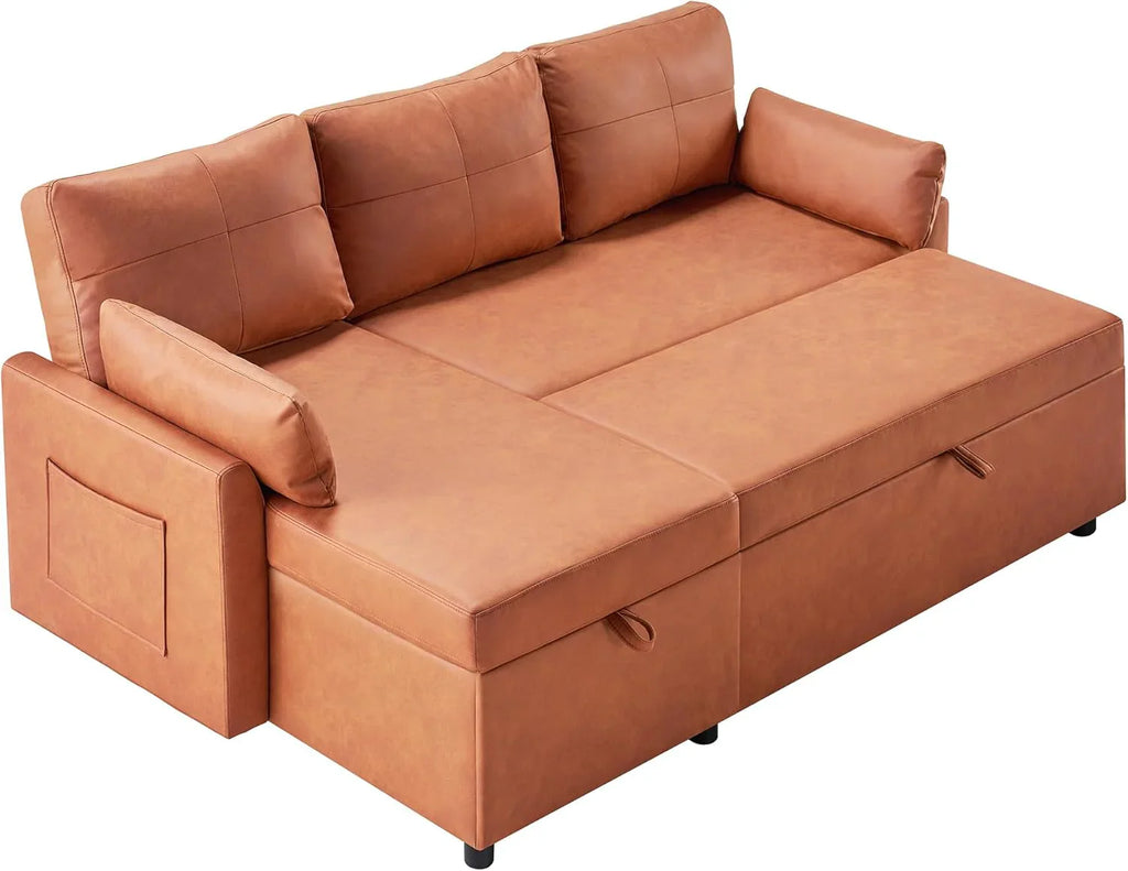 VanAcc Sofa Bed, Sleeper Sofa with Storage Chaise 2 in 1 Pull Out Couch Living Room