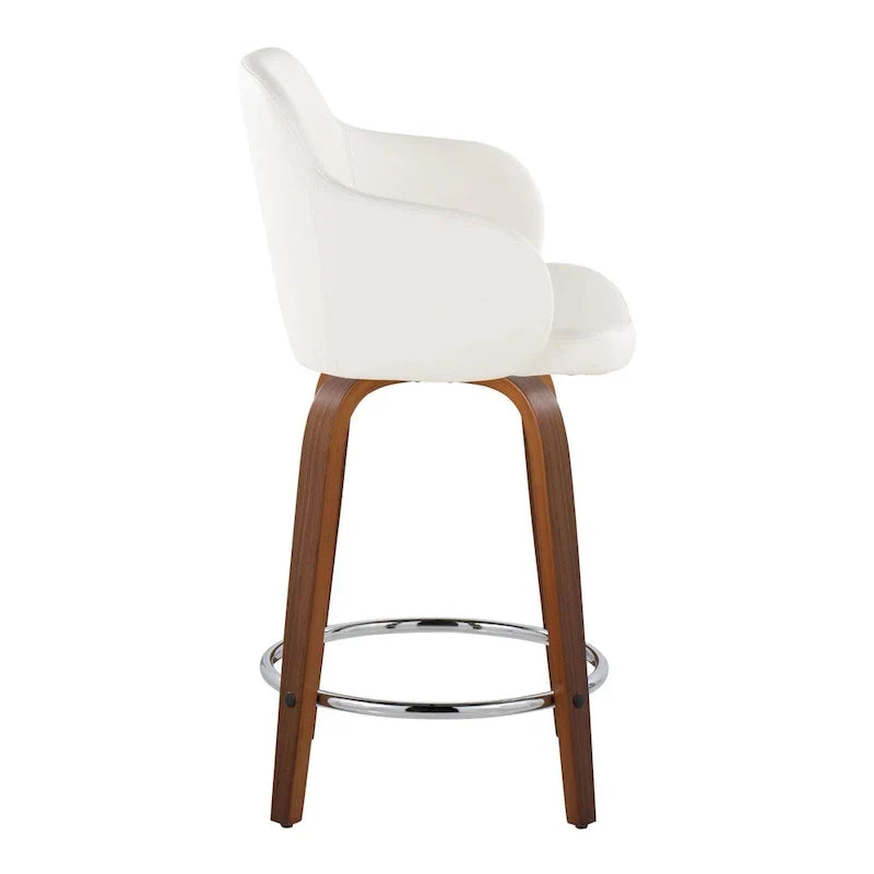 Set of 2 Carson Carrington Iglabo 24-Inch Fixed-Height Counter Stools with Bent Wood Legs and Round Footrest