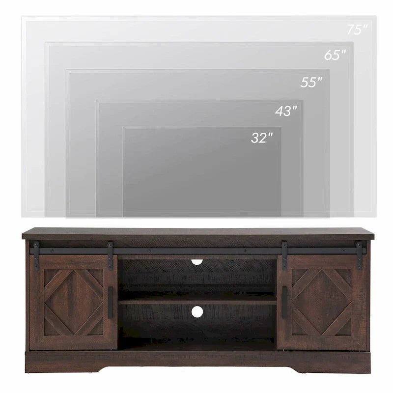 Rustic Farmhouse Barndoor TV Stand - Entertainment Center for TVs up to 70 Inches