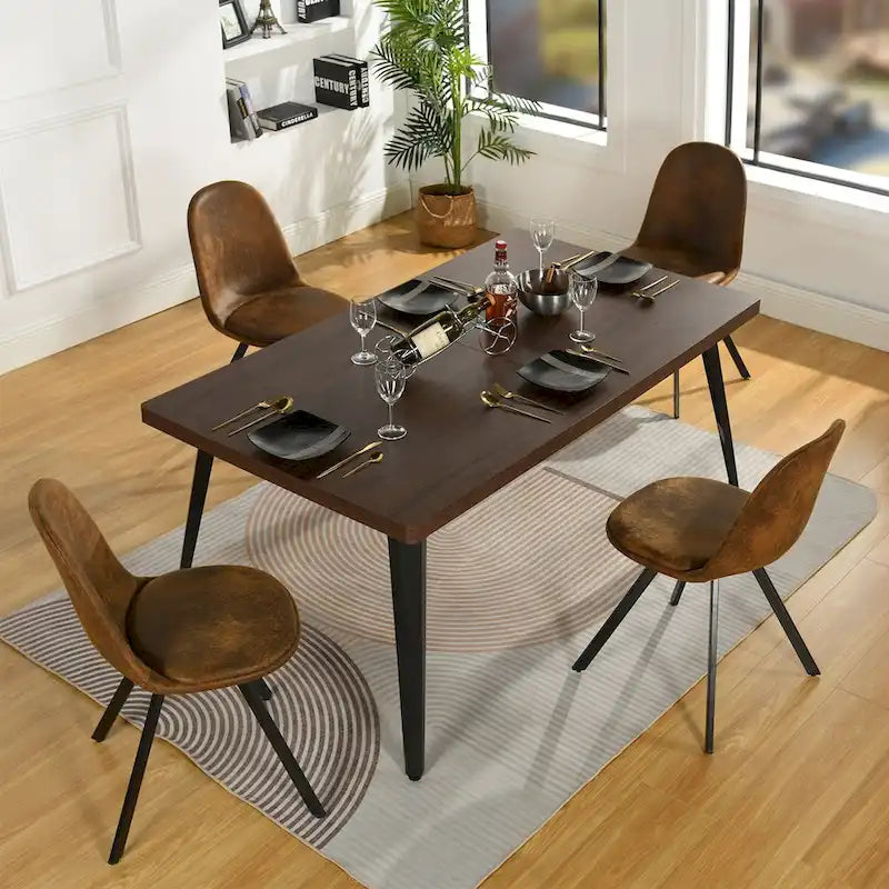 HomyLin 63-Inch Rectangular Dining Table for 4-6 People with Wooden Top and Metal Legs