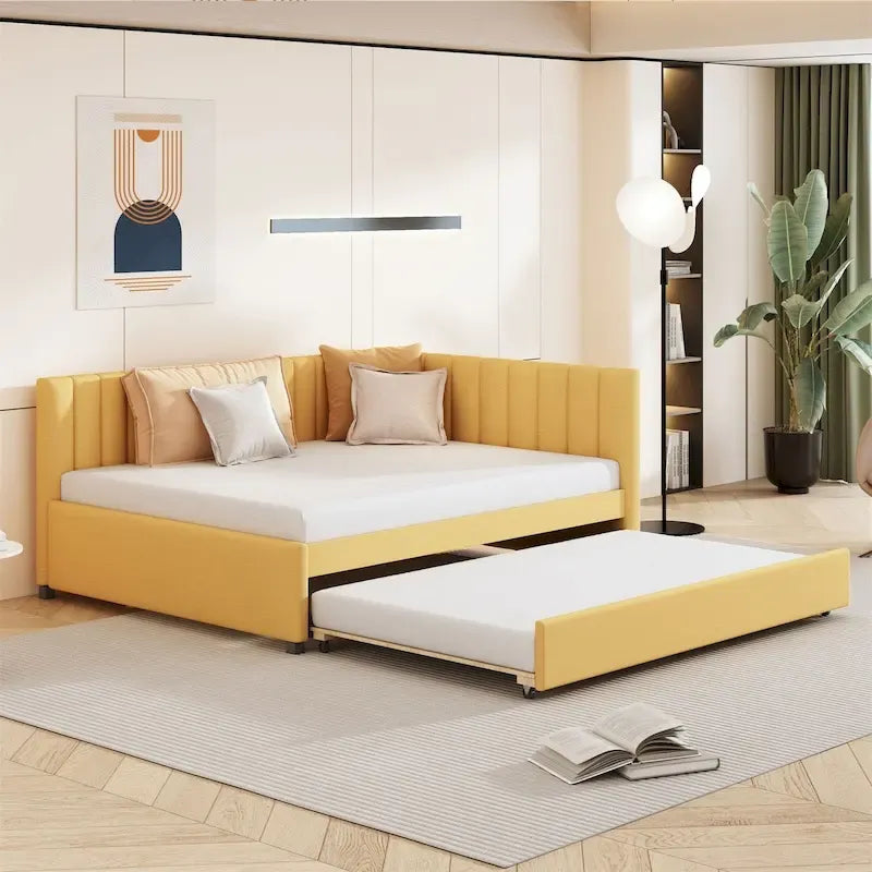 Merax Upholstered Full-Size Daybed with Trundle Feature