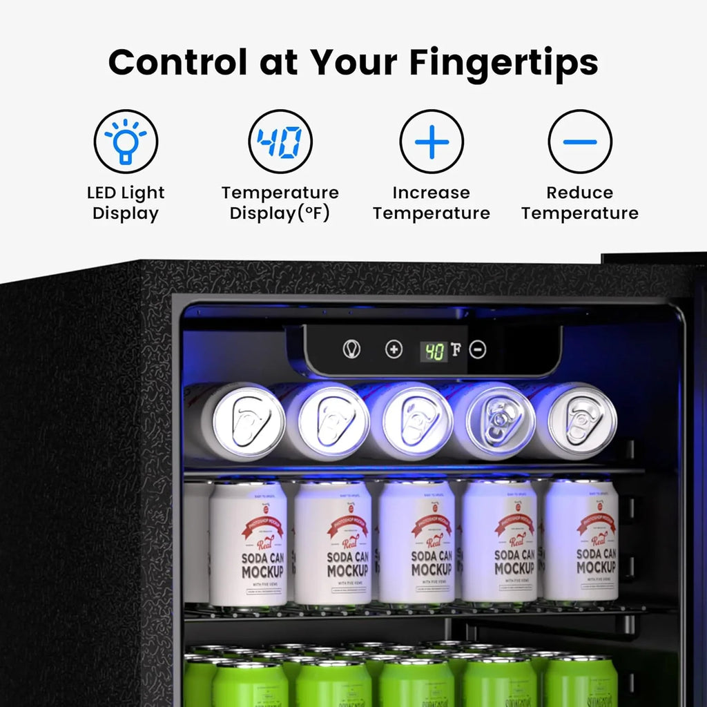 Beverage Refrigerator Cooler - 126 Can Mini Fridge Glass Door for Drinks Soda Beer Wine - Small Refrigerator for Office Bedroom Home Bar, 4 Adjustable Shelves, 3.2 Cu.Ft, Silver