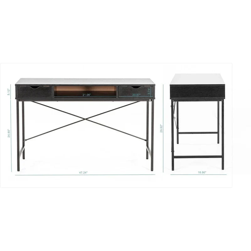 JJS 48" Contemporary Writing Desk with Drawers - Spacious Home Office Computer Workstation with Storage